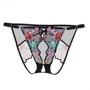 NWT Victoria's Secret Very Sexy Embroidered  Crotchless Adjustable Bikini Panty